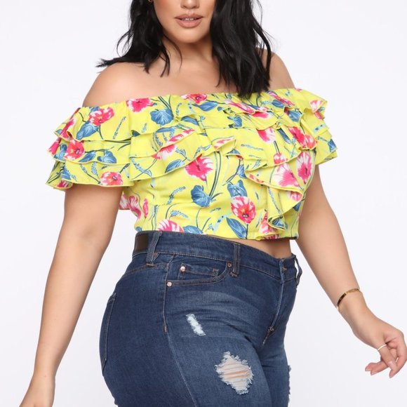 Golden Paradise Off Shoulder Top - Yellow - Picture 3 of 5